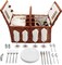 Wicker Picnic Basket Set for 4 with Utensils, Glasses, and Insulated Cooler Bag - Luxury Camping, Picnic Essentials and Outdoor Tableware for Family Gatherings